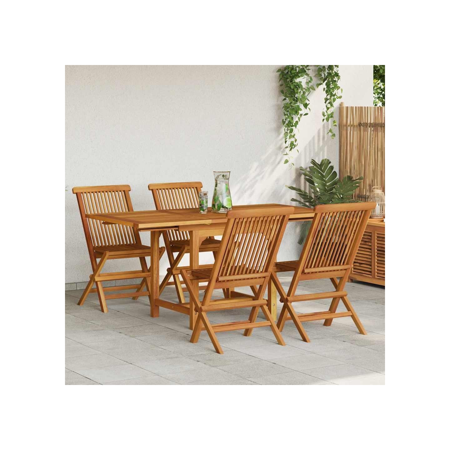 Ensemble à manger de jardin 5 pcs Bois de teck massif