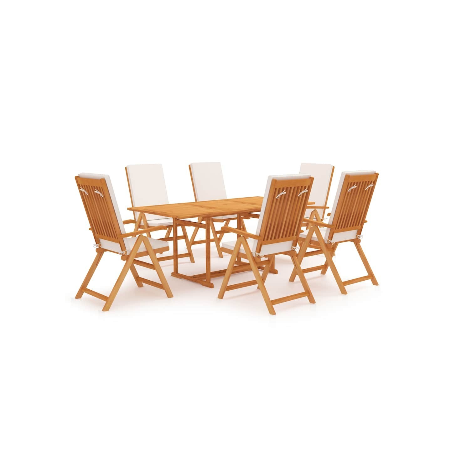 Ensemble à manger de jardin 7 pcs coussins Bois de teck massif