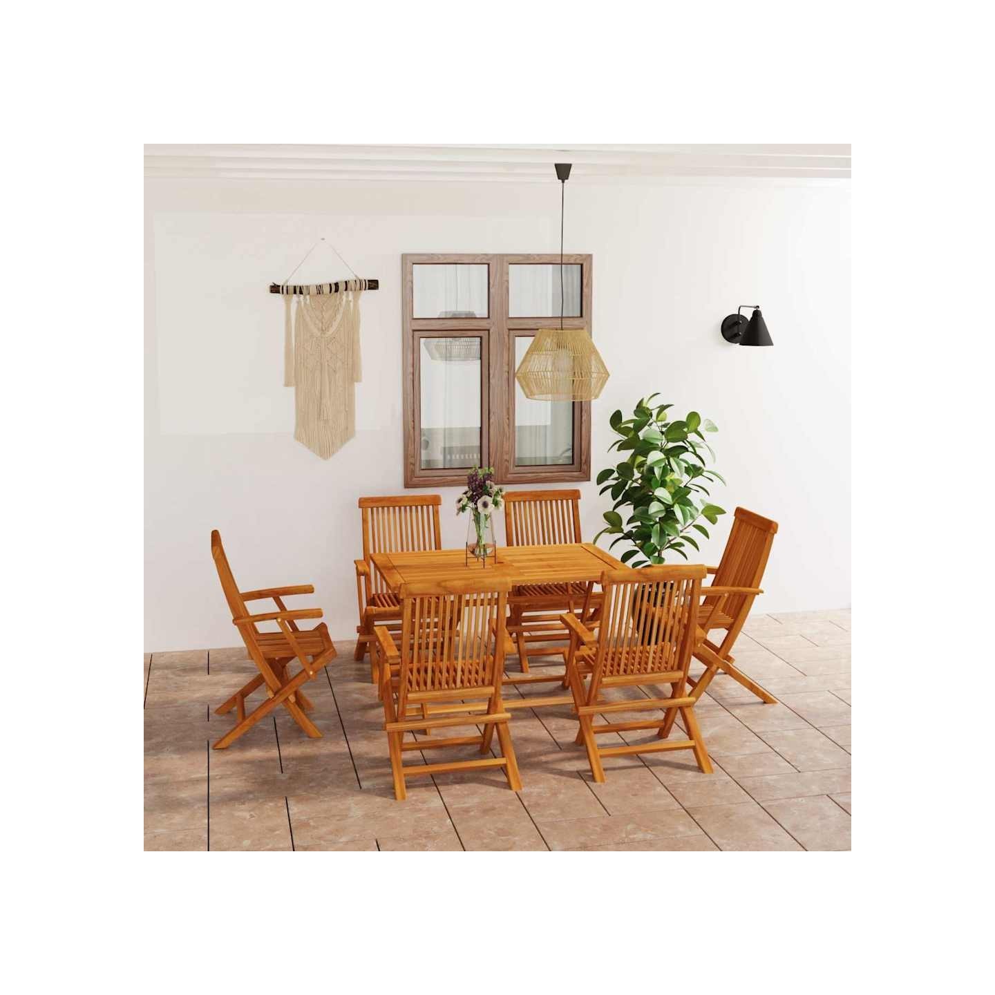 Salon de jardin 7 pcs Bois de teck massif