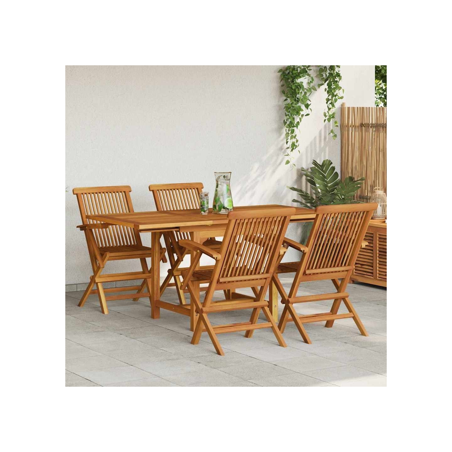 Salon de jardin 5 pcs Bois de teck massif