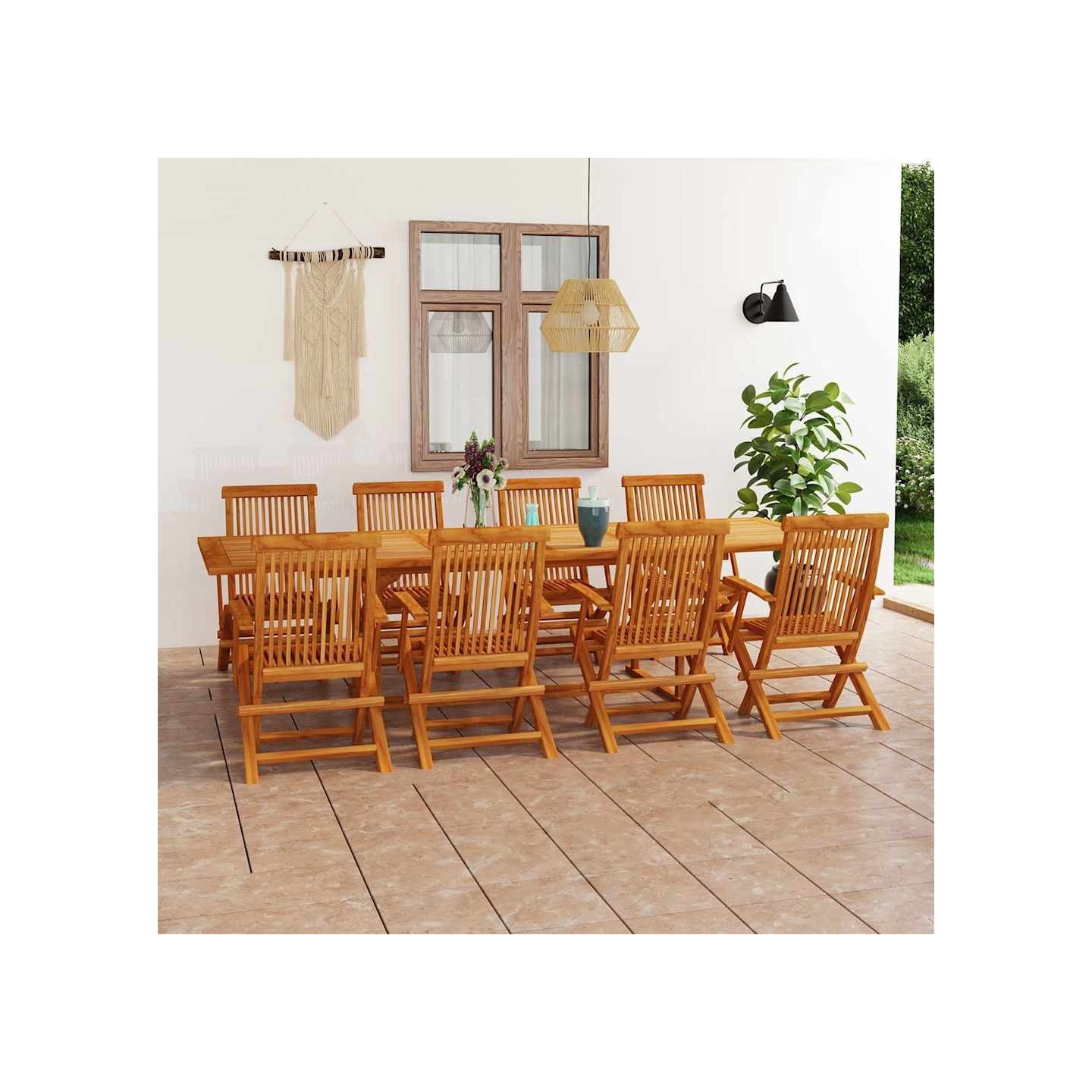Ensemble à manger de jardin 9 pcs Bois de teck massif