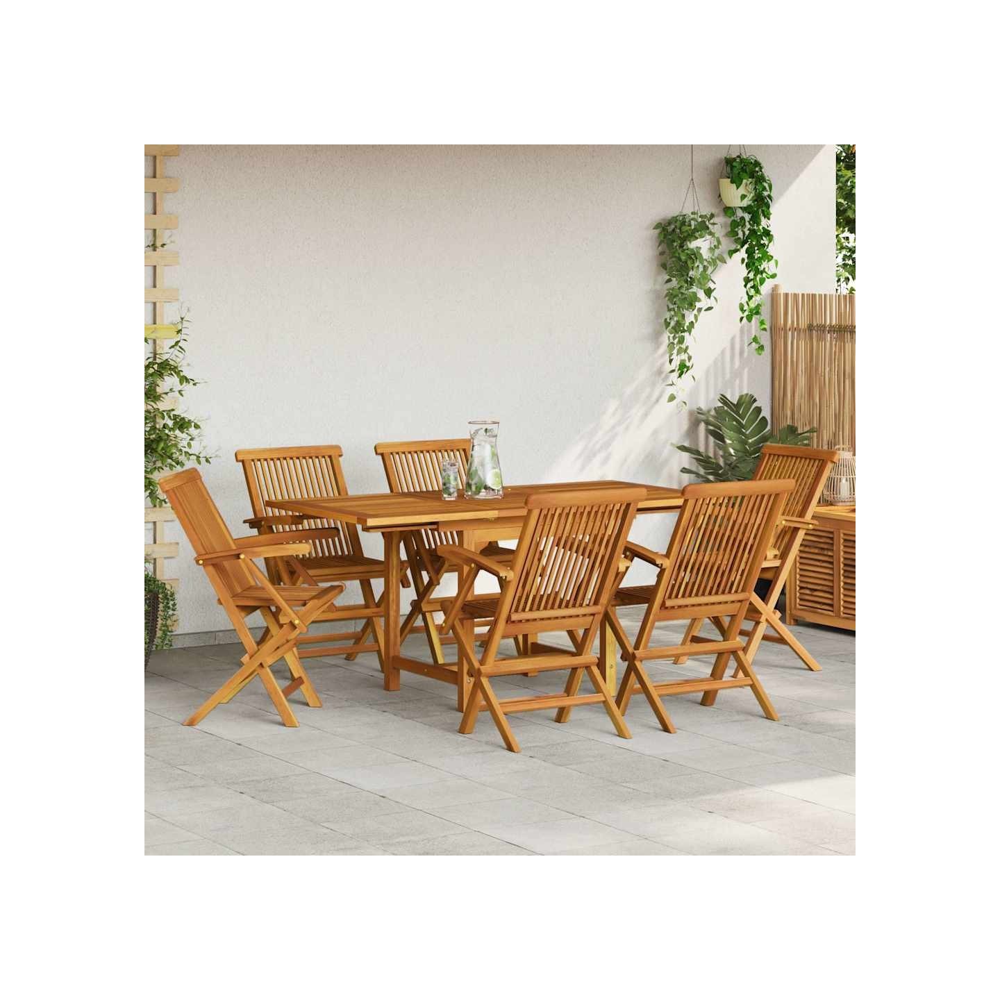 Salon de jardin 7 pcs Bois de teck massif