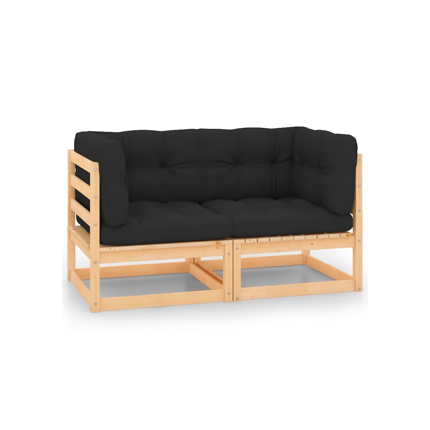 Canapés d'angle de jardin avec coussins 2 pcs Pin massif