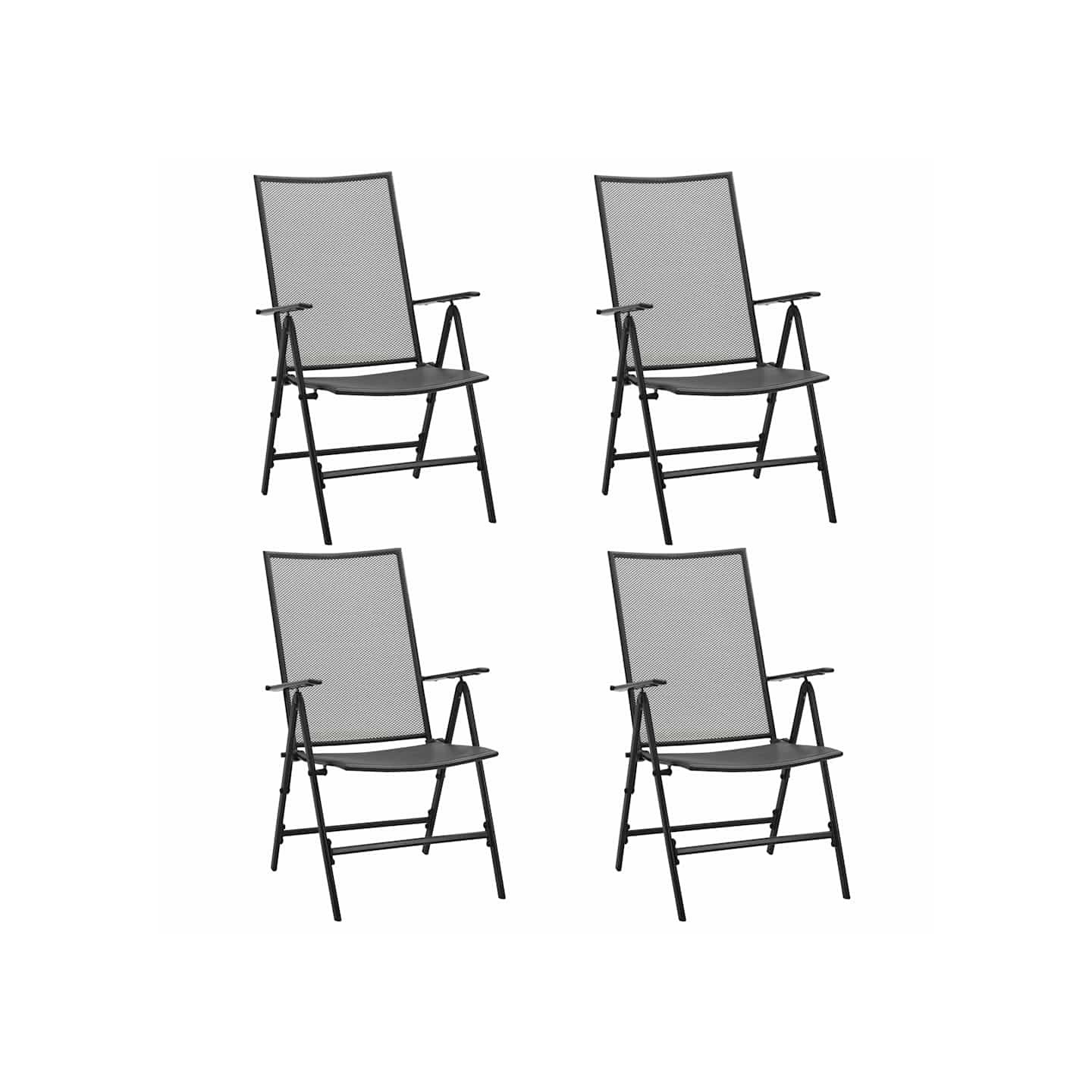 Chaises pliantes en maille, lot de 4, acier anthracite