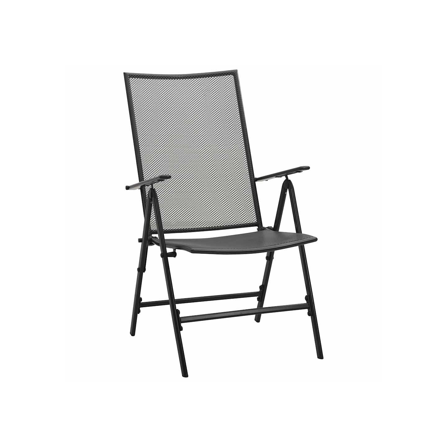 Chaises pliantes en maille, lot de 4, acier anthracite