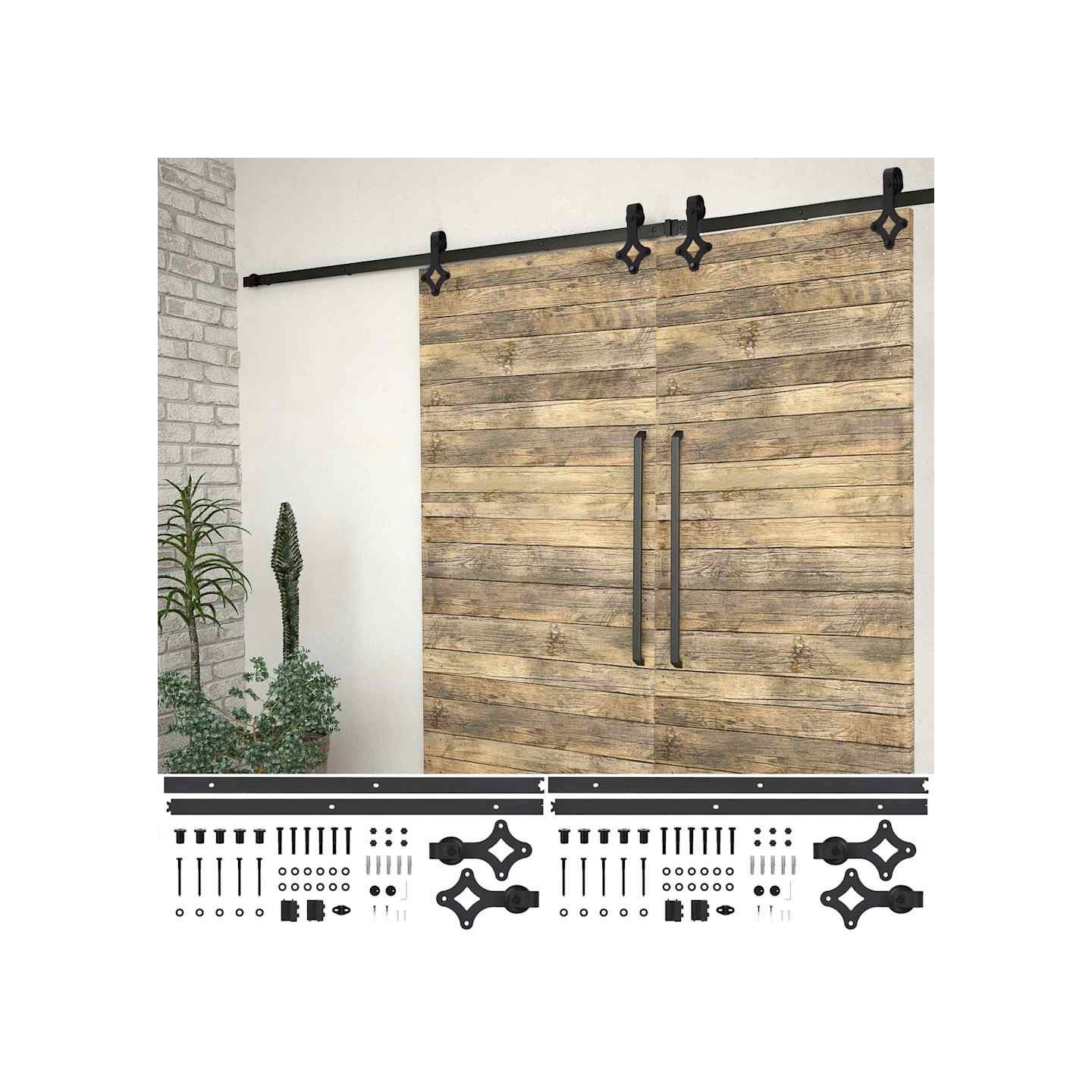 Kits de fixation pour porte coulissante 2 pcs 183 cm Acier Noir