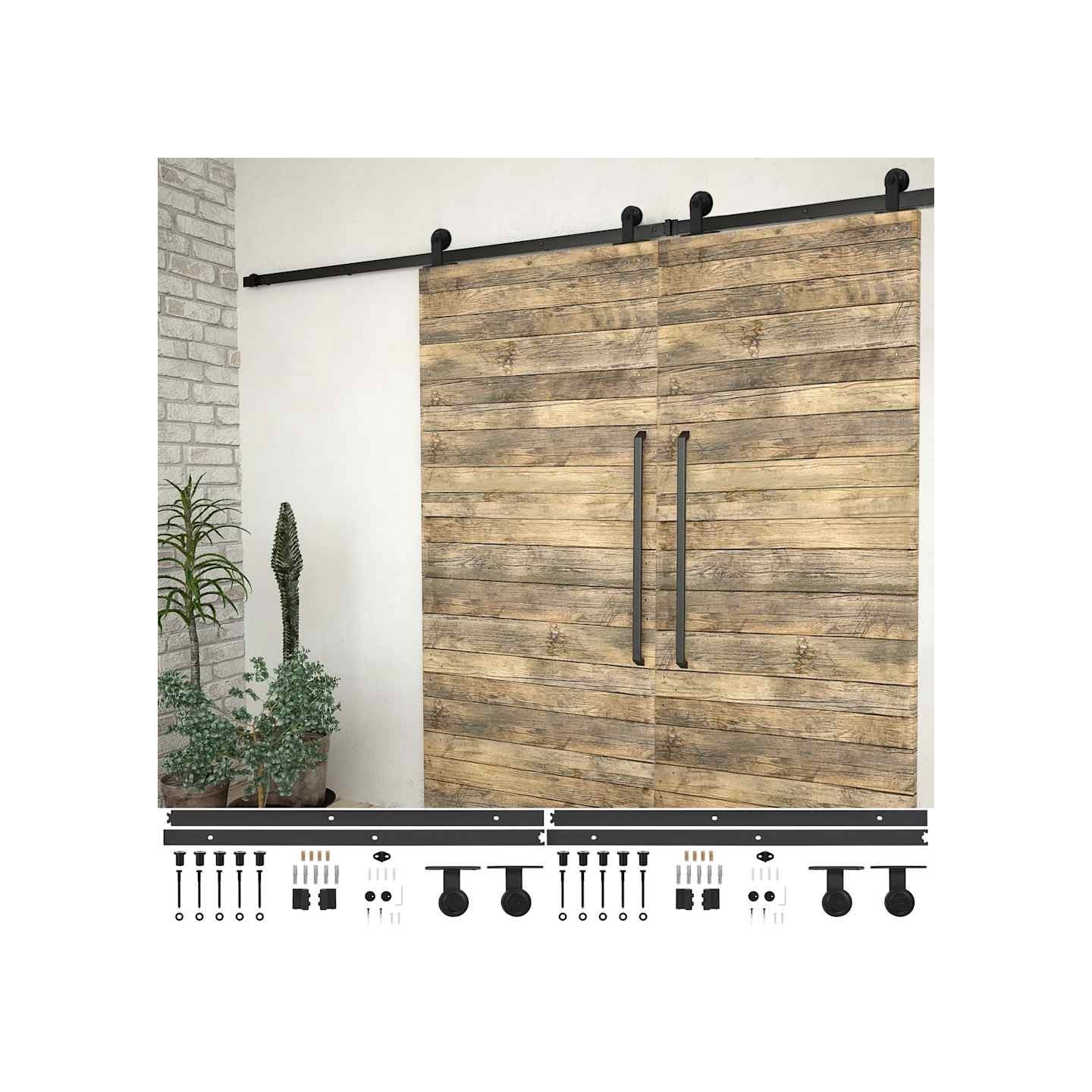 Kits de fixation pour porte coulissante 2 pcs 200 cm Acier Noir