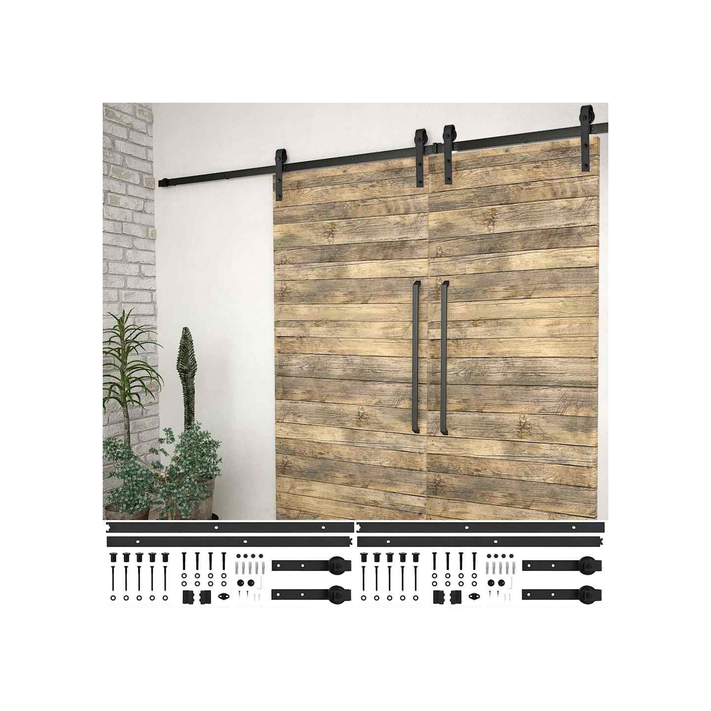 Kits de fixation pour porte coulissante 2 pcs 183 cm Acier Noir