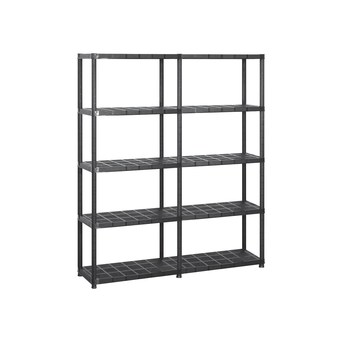 Étagère de rangement à 5 niveaux Noir 142x38x170 cm Plastique