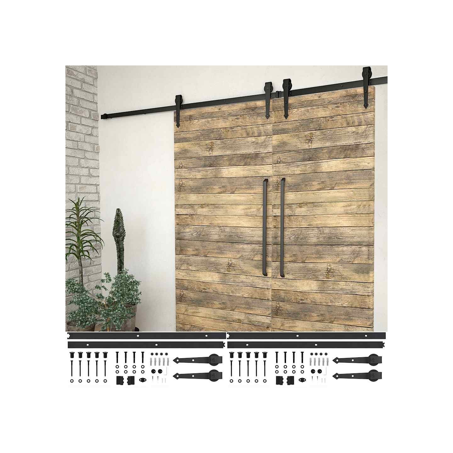 Kits de fixation pour porte coulissante 2 pcs 200 cm Acier Noir