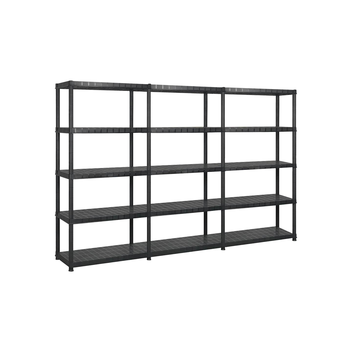 Étagère de rangement à 5 niveaux Noir 255x40x185 cm Plastique