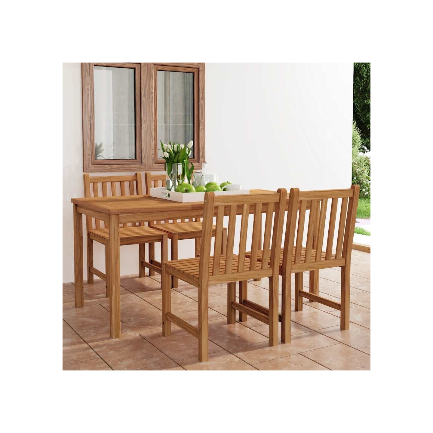Ensemble de salle à manger de jardin 5 pcs 160x80cm teck massif