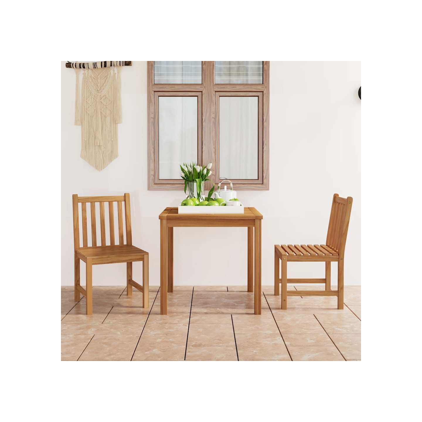 Ensemble de salle à manger de jardin 3 pcs 80x80 cm teck massif