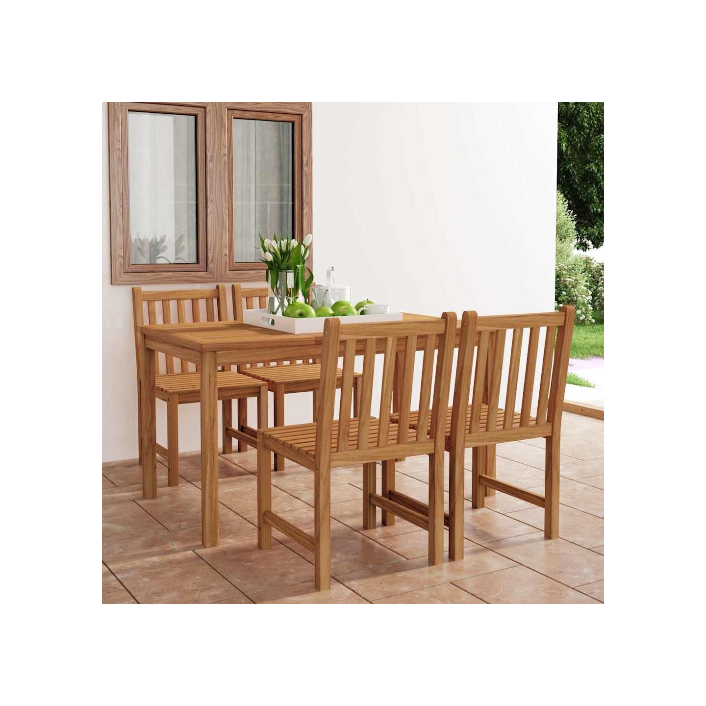 Ensemble de salle à manger de jardin 5 pcs 140x80cm teck massif