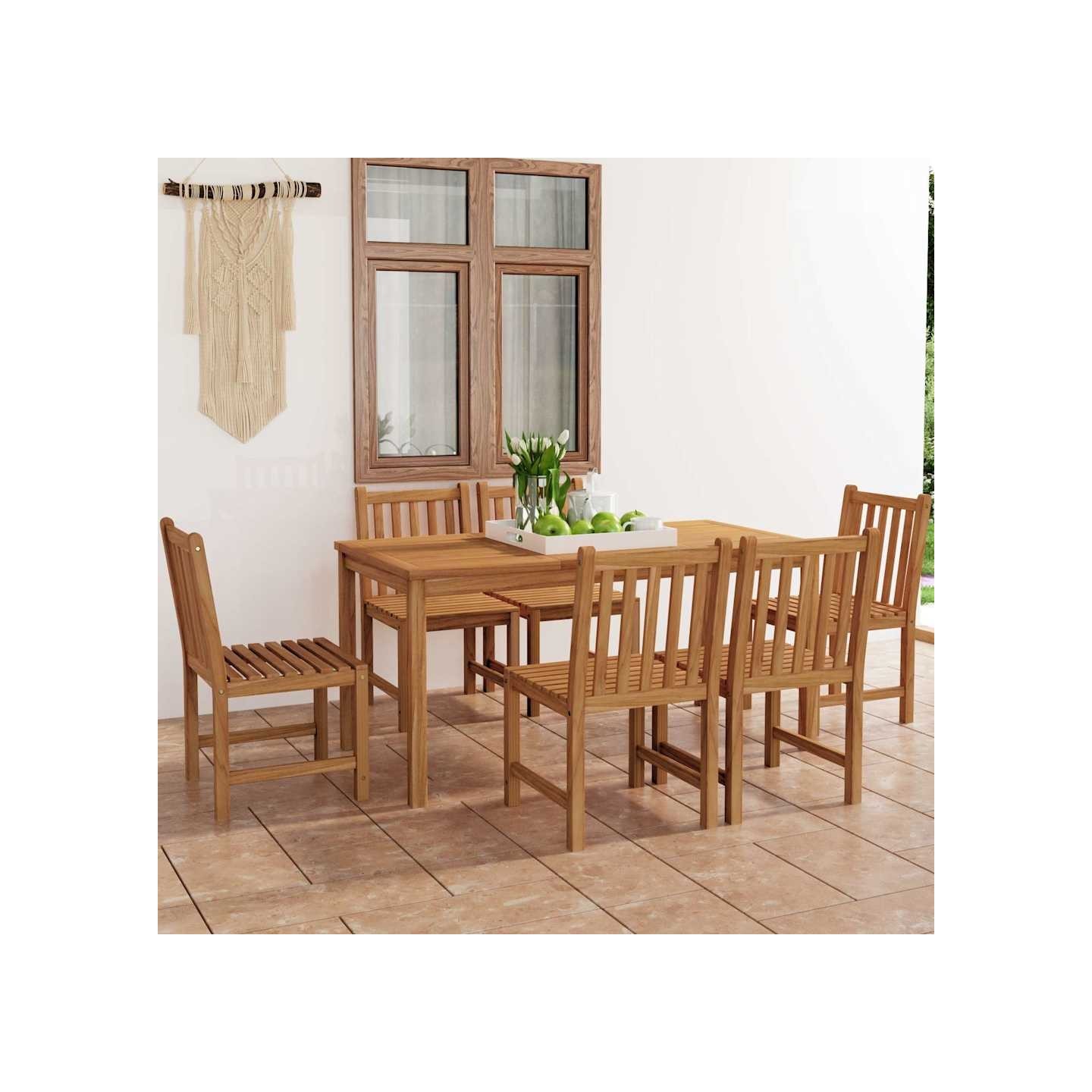 Ensemble de salle à manger de jardin 7 pcs 160x80cm teck massif