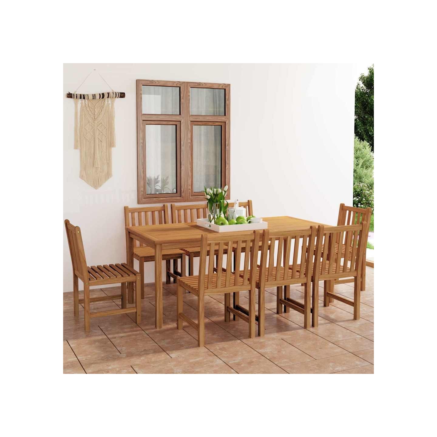 Ensemble de salle à manger de jardin 9 pcs 180x90cm teck massif