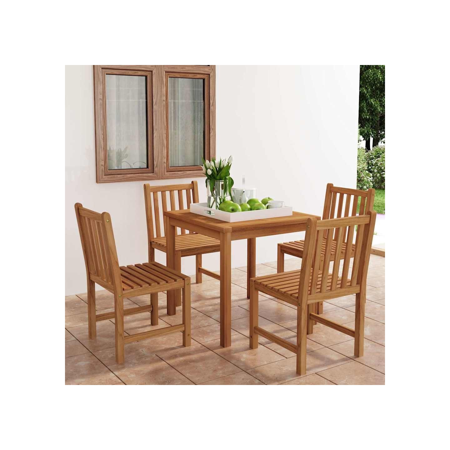 Ensemble de salle à manger de jardin 5 pcs 80x80 cm teck massif