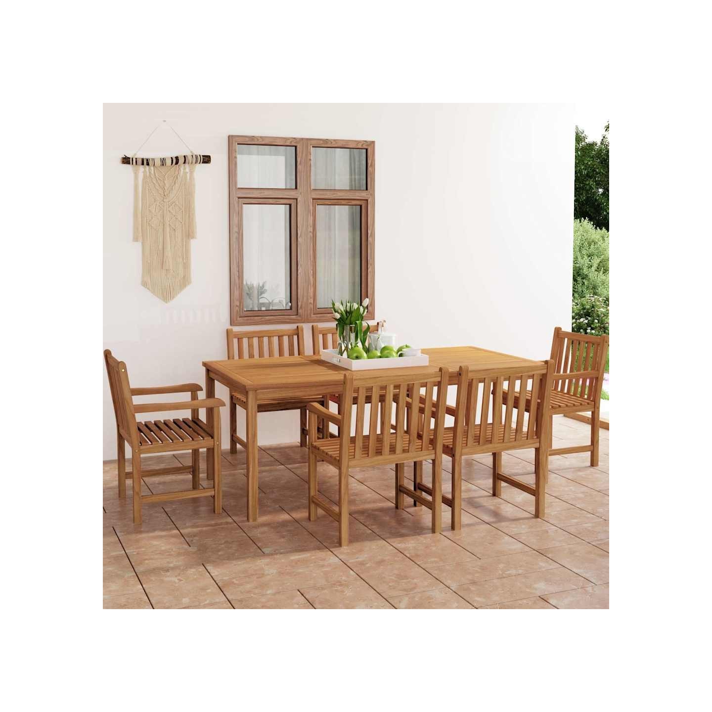Ensemble de salle à manger de jardin 7pcs 200x100cm teck massif