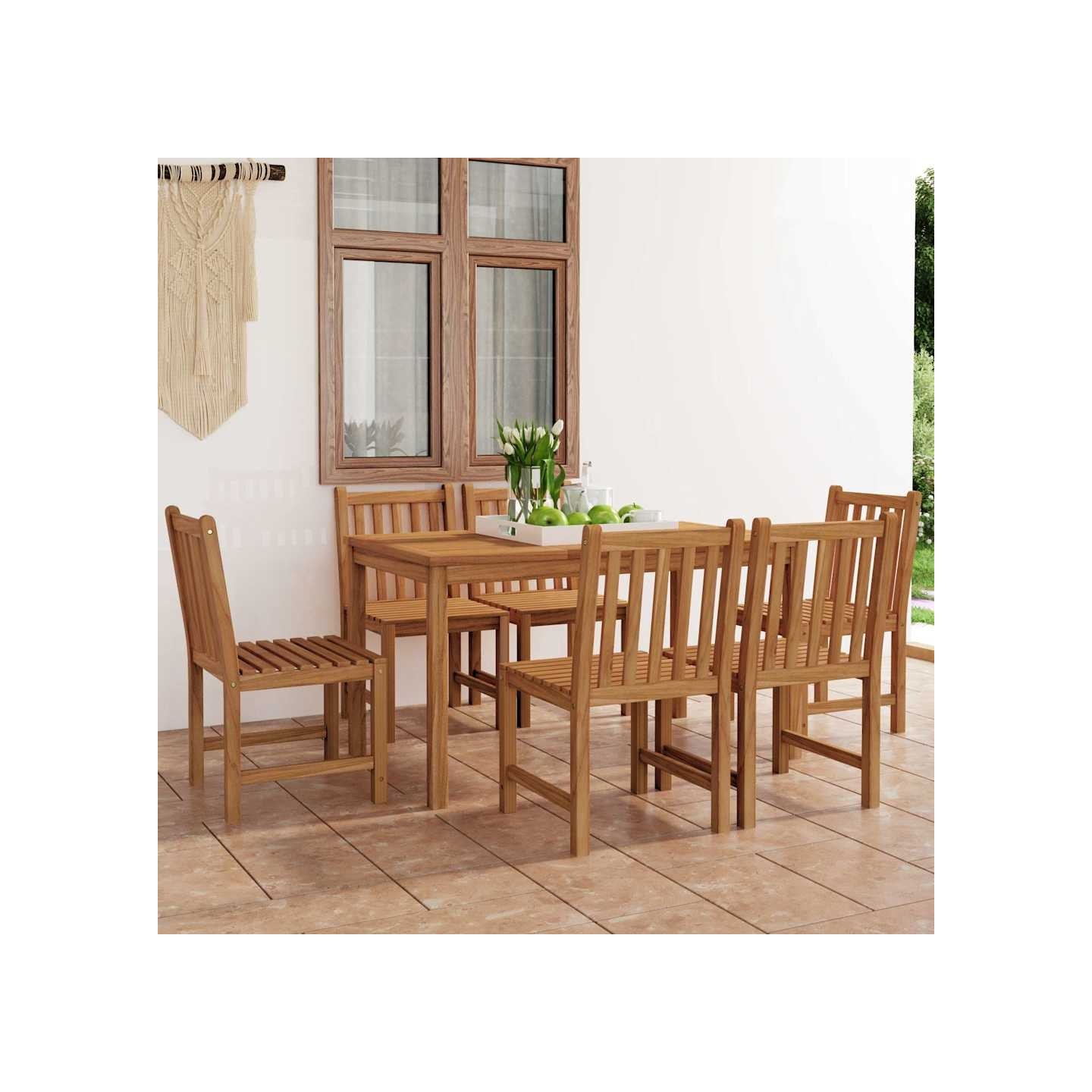 Ensemble de salle à manger de jardin 7 pcs 140x80cm teck massif