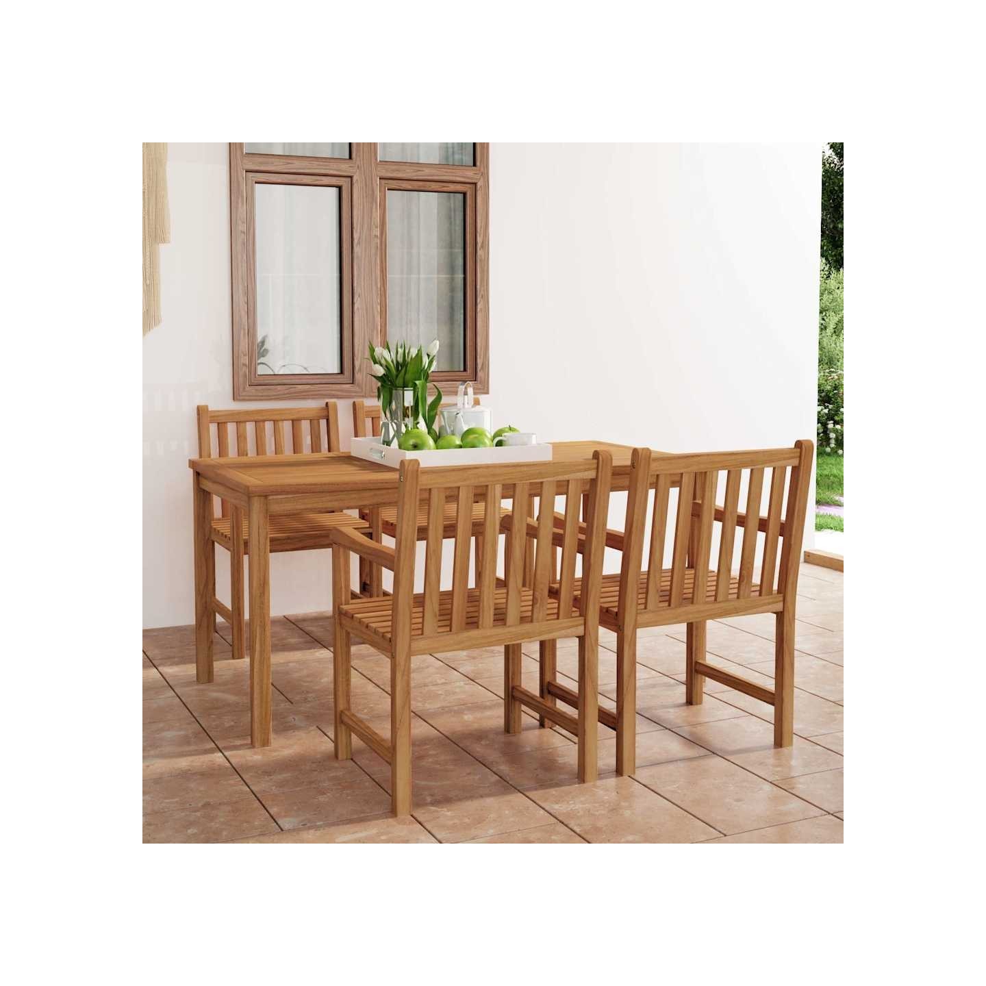 Ensemble de salle à manger de jardin 5 pcs 180x90cm teck massif