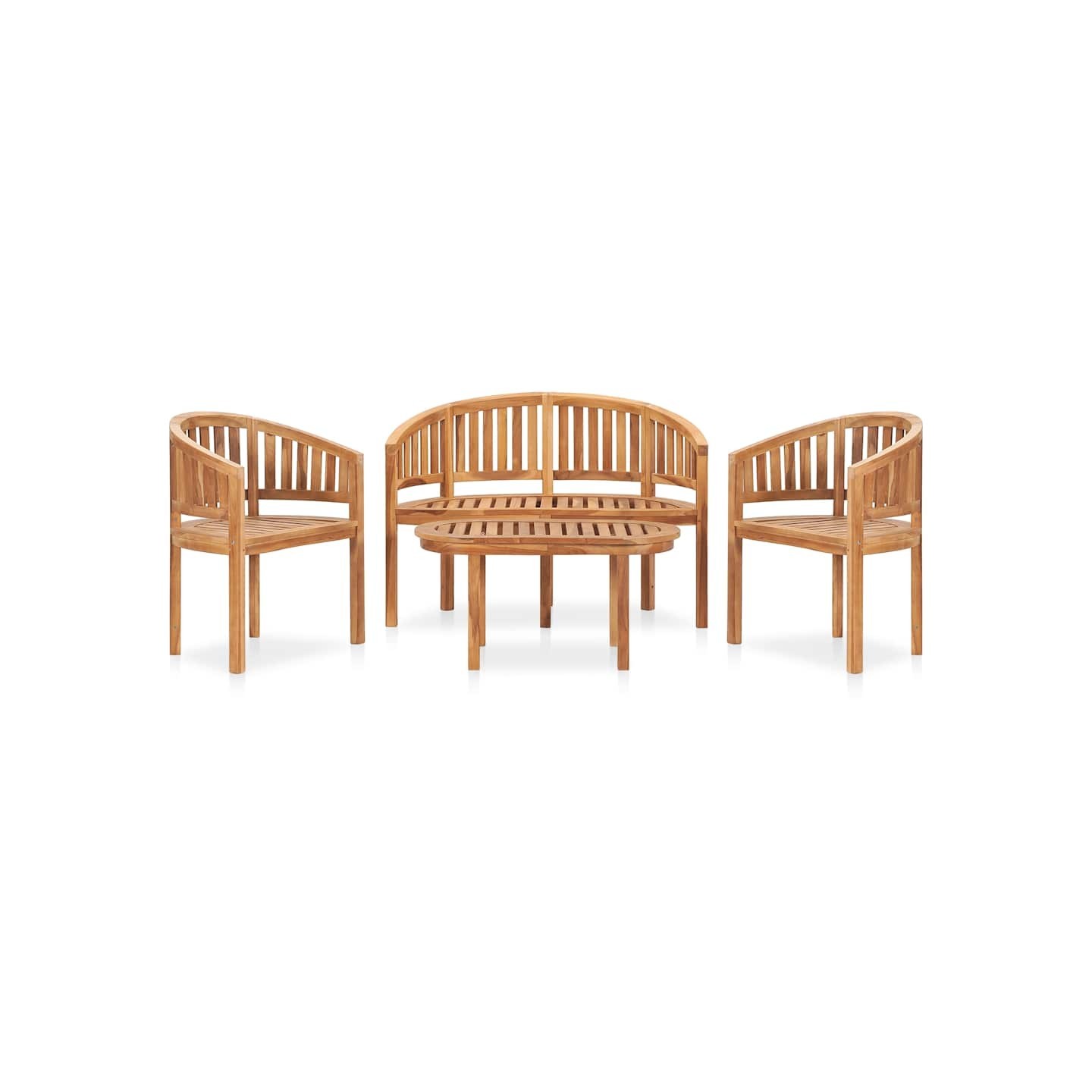 Salon de jardin 4 pcs en forme de banane Bois de teck solide