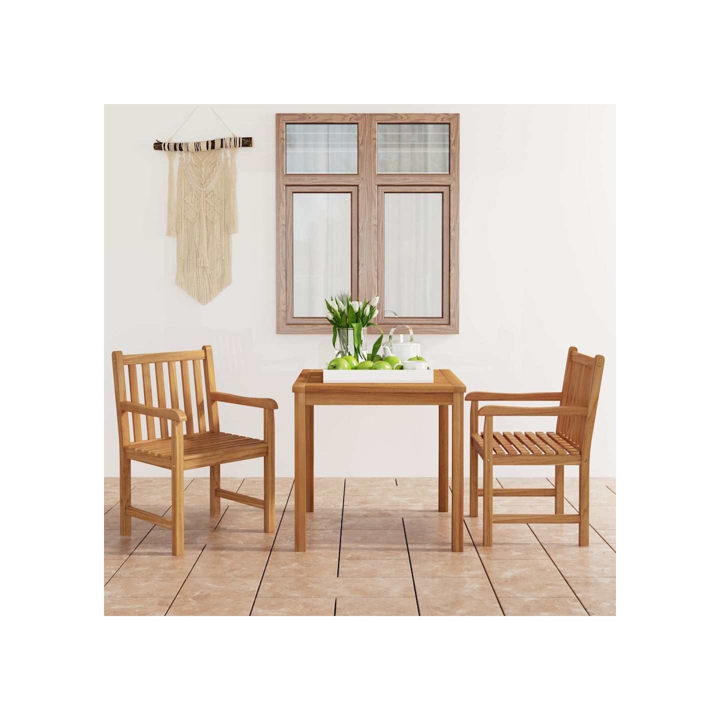 Ensemble de salle à manger de jardin 3 pcs 80x80 cm teck massif