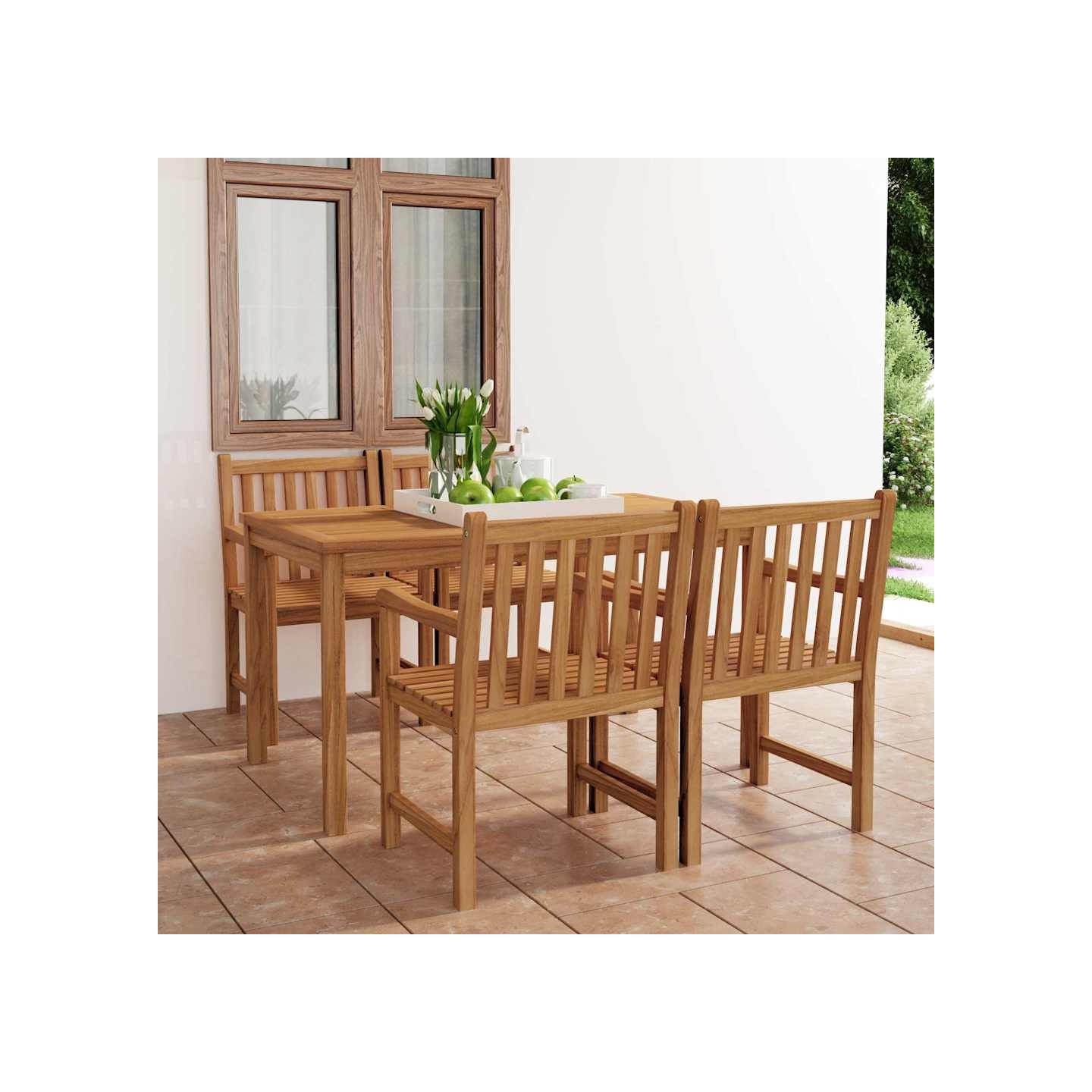 Ensemble de salle à manger de jardin 5 pcs 140x80cm teck massif