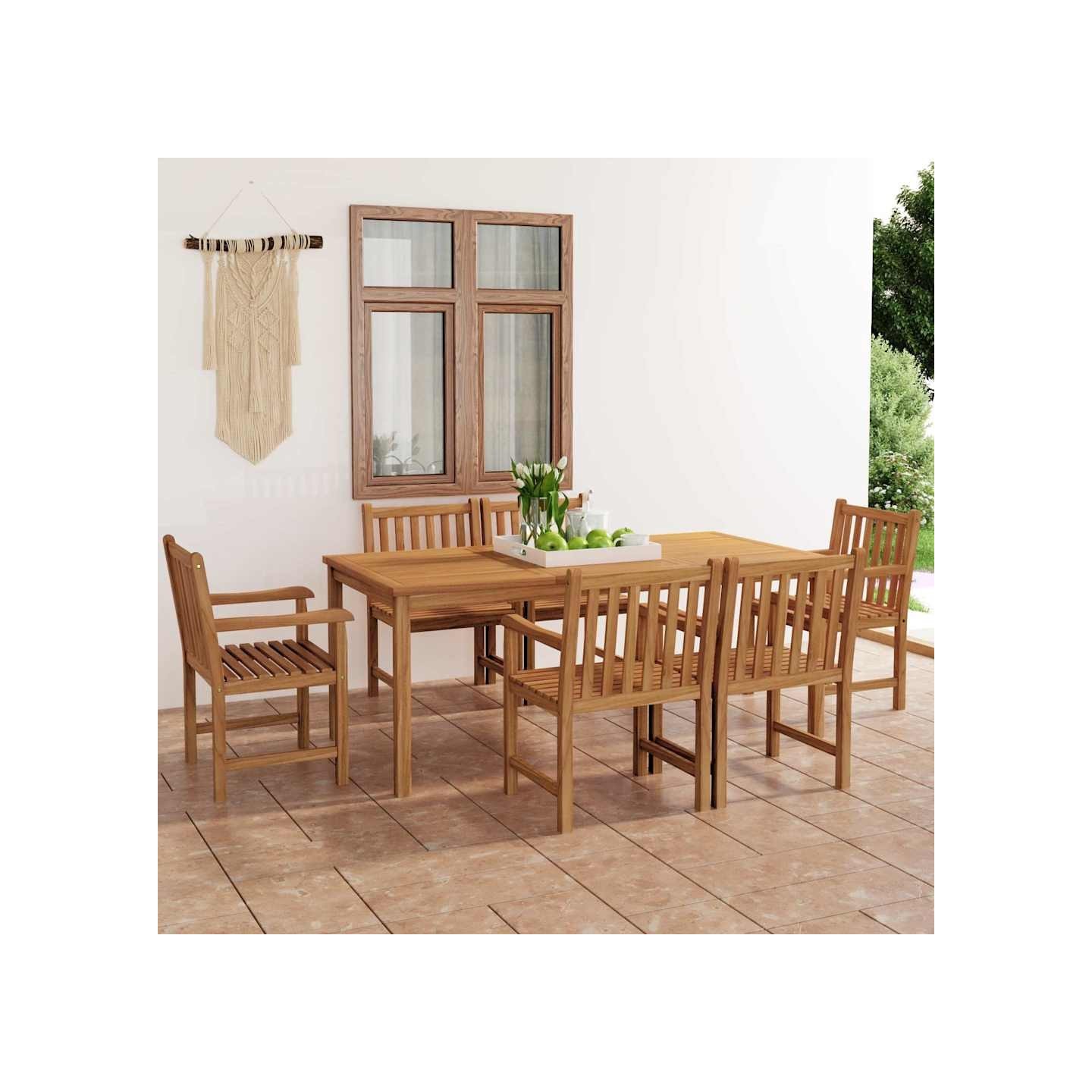 Ensemble de salle à manger de jardin 7 pcs 180x90cm teck massif