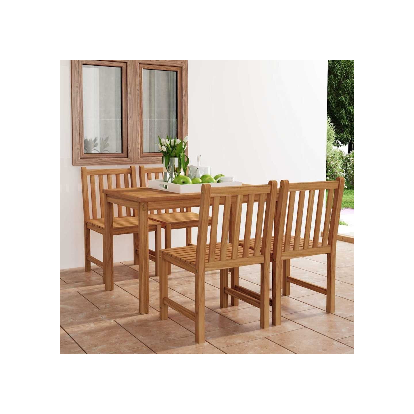 Ensemble de salle à manger de jardin 5 pcs 120x70cm teck massif