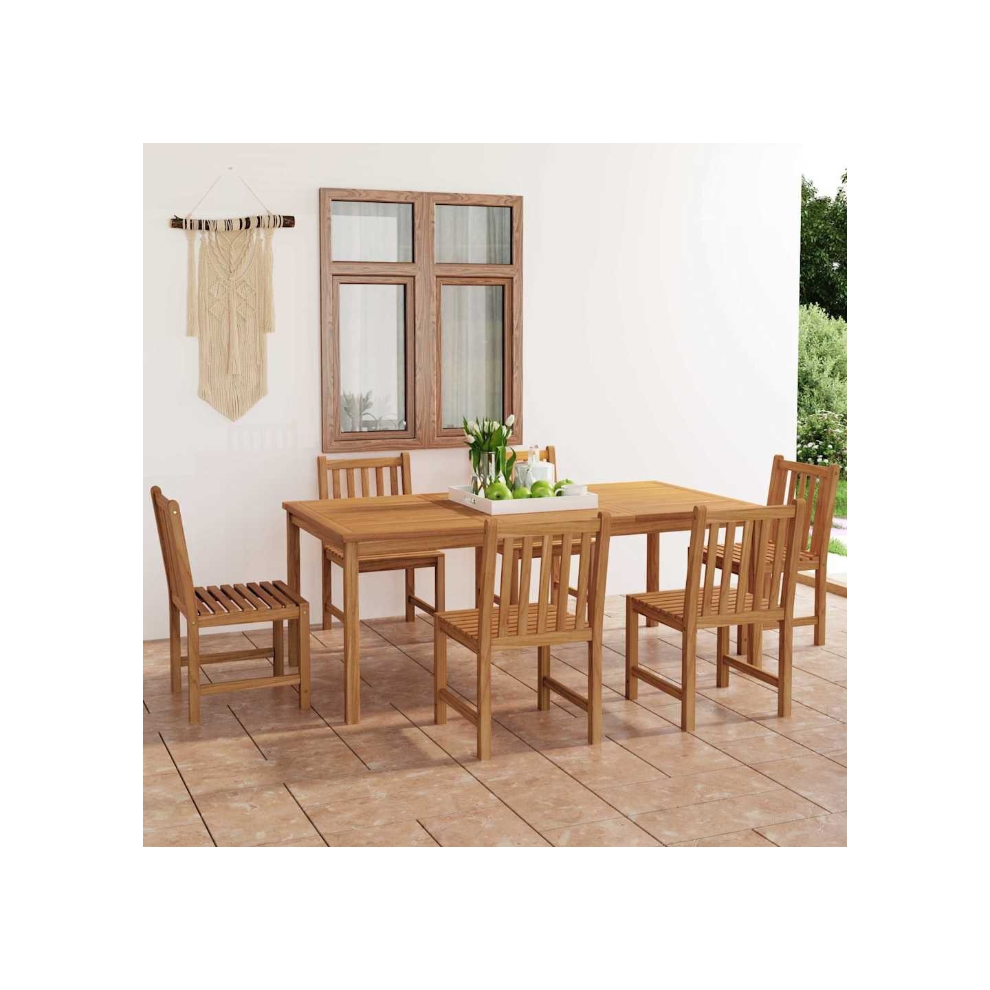 Ensemble de salle à manger de jardin 7 pièces 200 x 100 cm en bois de teck massif