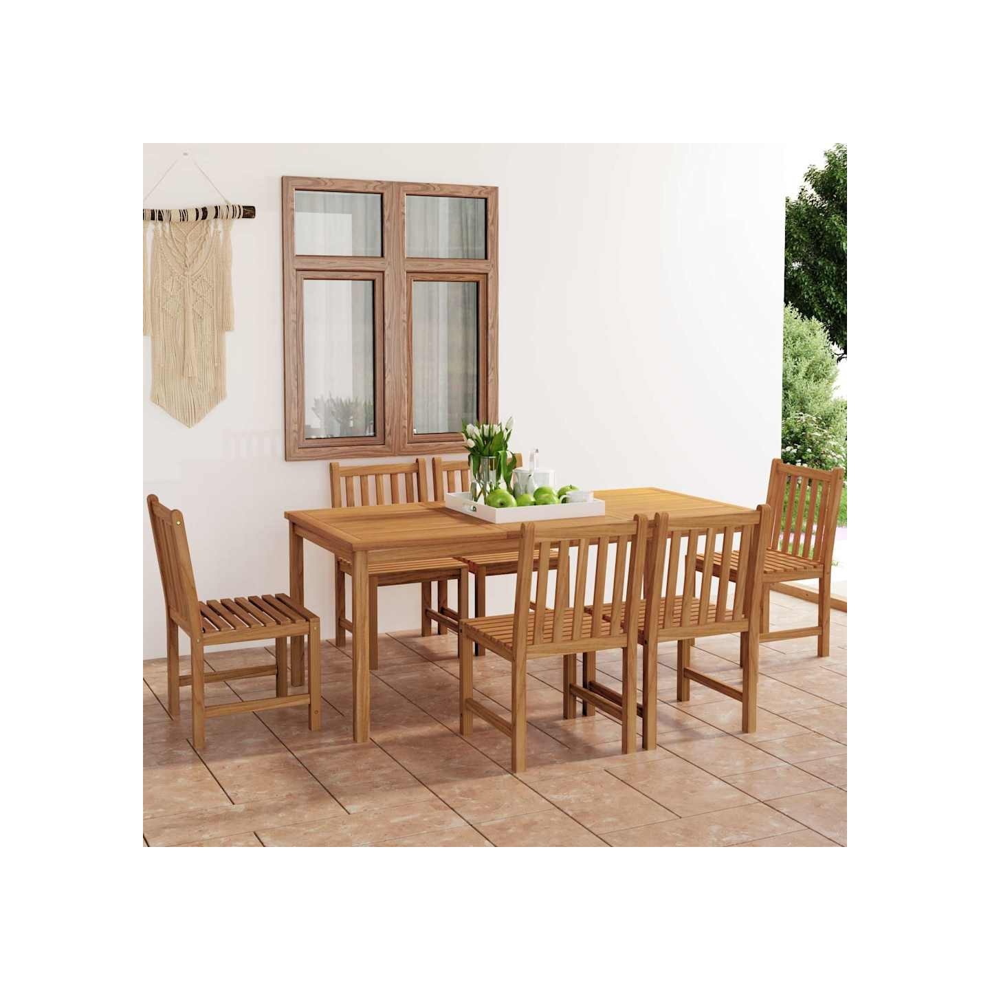 Ensemble de salle à manger de jardin 7 pcs 180x90cm teck massif