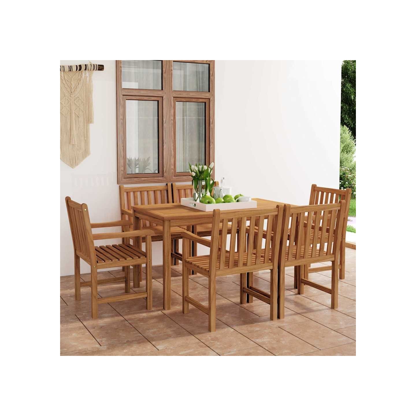 Ensemble de salle à manger de jardin 7 pcs 140x80cm teck massif