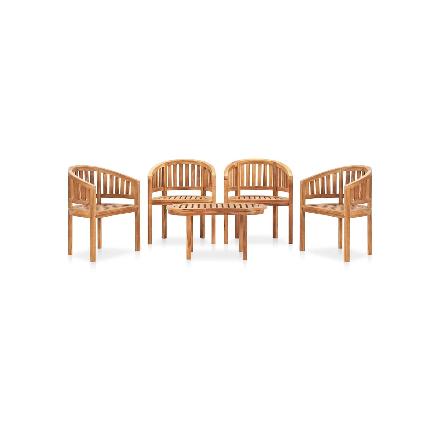 Salon de jardin 5 pcs en forme de banane Bois de teck solide