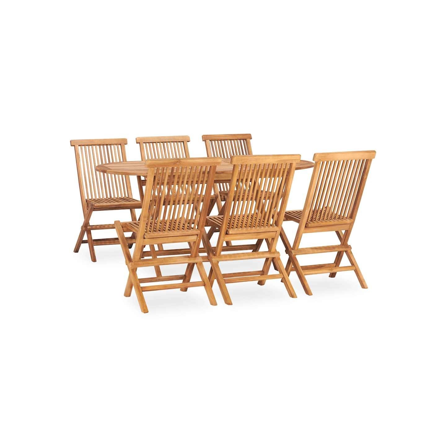 Ensemble à manger d'extérieur pliable 7 pcs Bois solide de teck