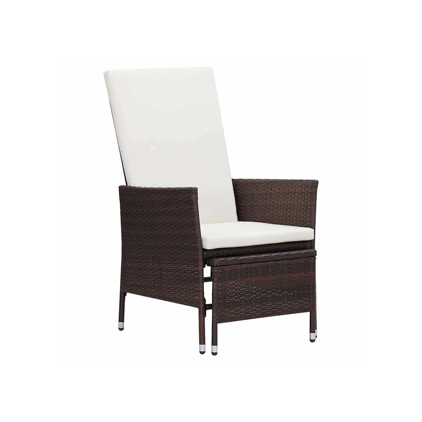 Chaise inclinable de jardin avec coussins Résine tressée Marron