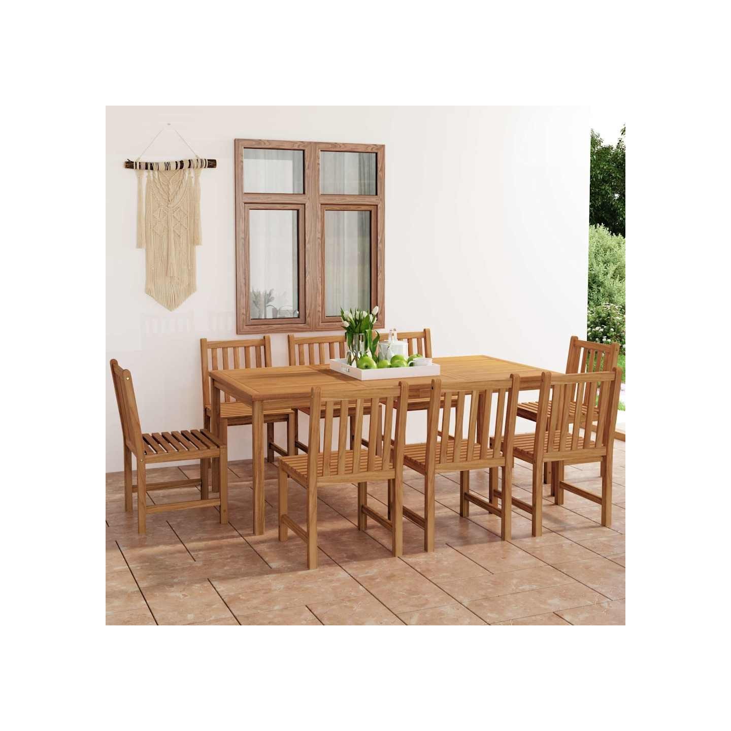Ensemble de salle à manger de jardin 9pcs 200x100cm teck massif