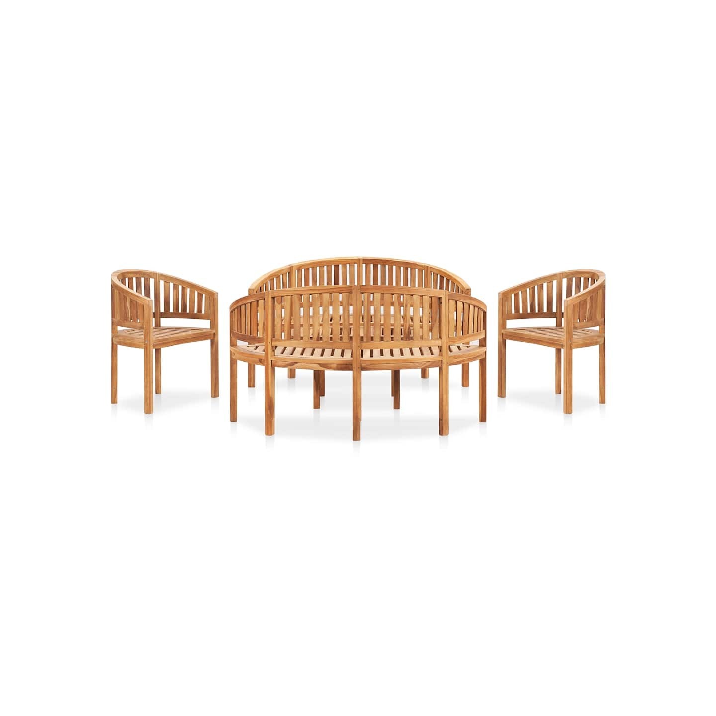 Salon de jardin 5 pcs en forme de banane Bois de teck solide
