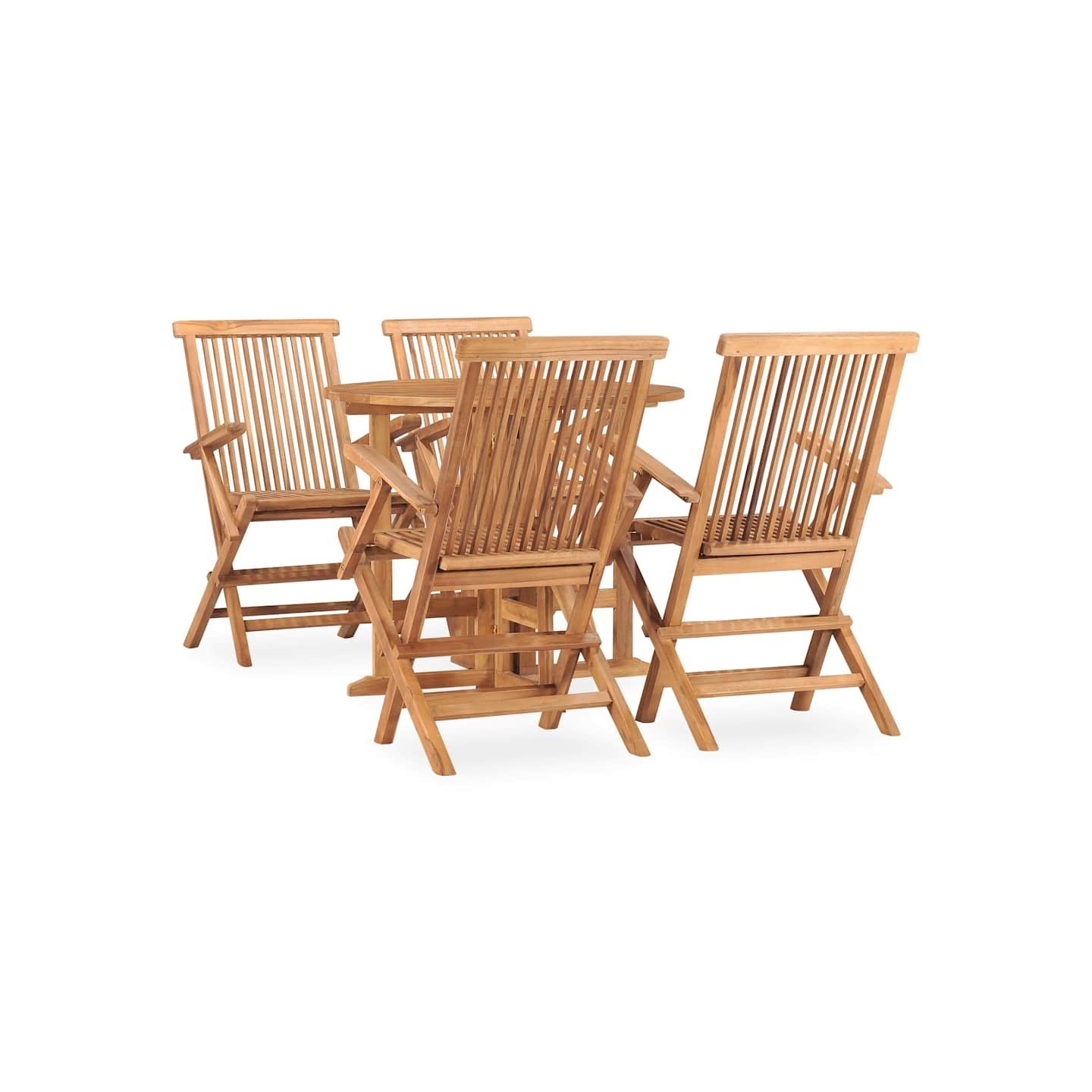 Ensemble à manger d'extérieur pliable 5 pcs Bois solide de teck
