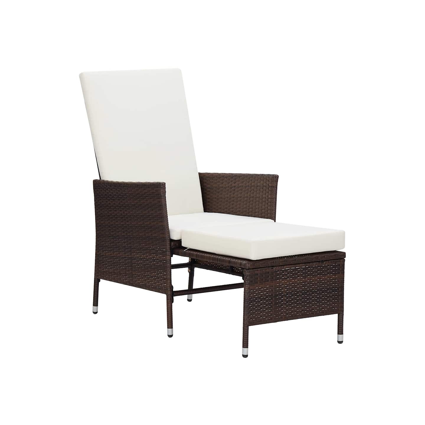 Chaise inclinable de jardin avec coussins Résine tressée Marron