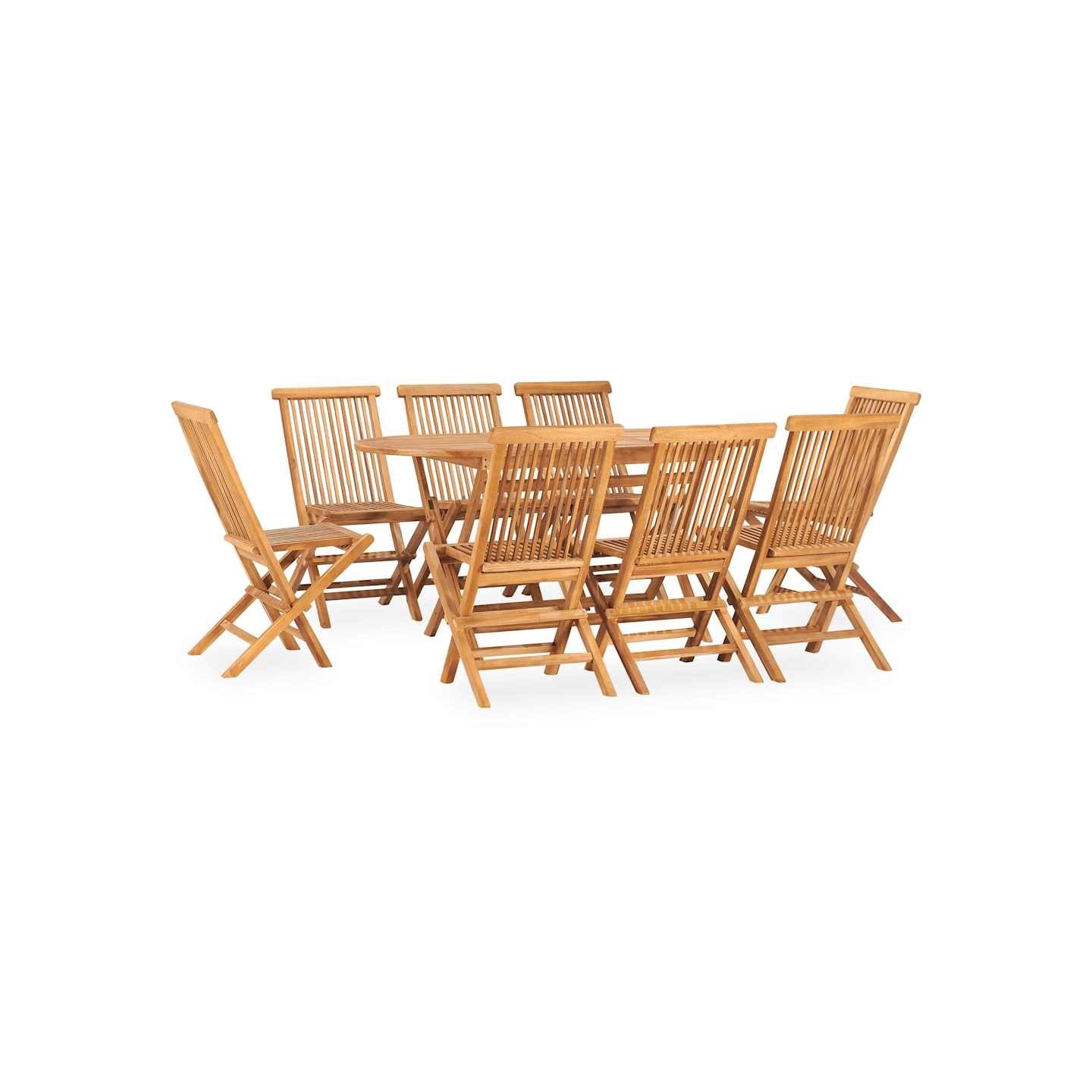 Ensemble à manger d'extérieur pliable 9 pcs Bois solide de teck
