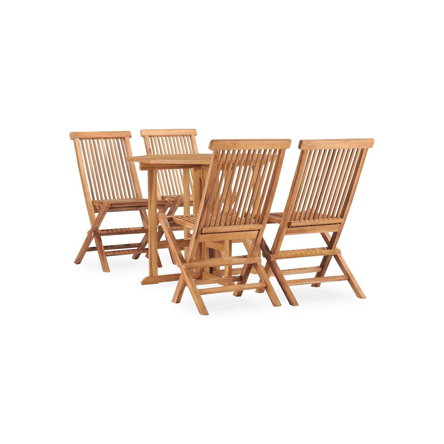 Ensemble à manger d'extérieur pliable 5 pcs Bois solide de teck