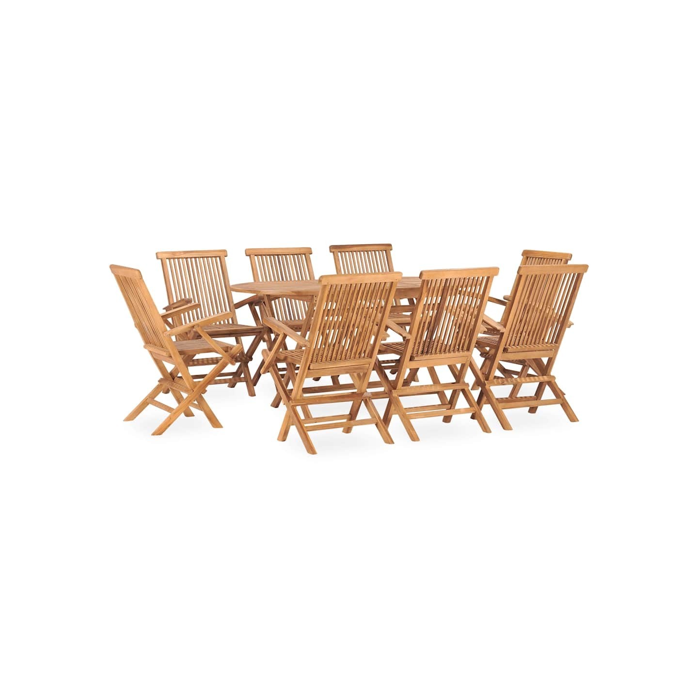 Ensemble à manger d'extérieur pliable 9 pcs Bois solide de teck