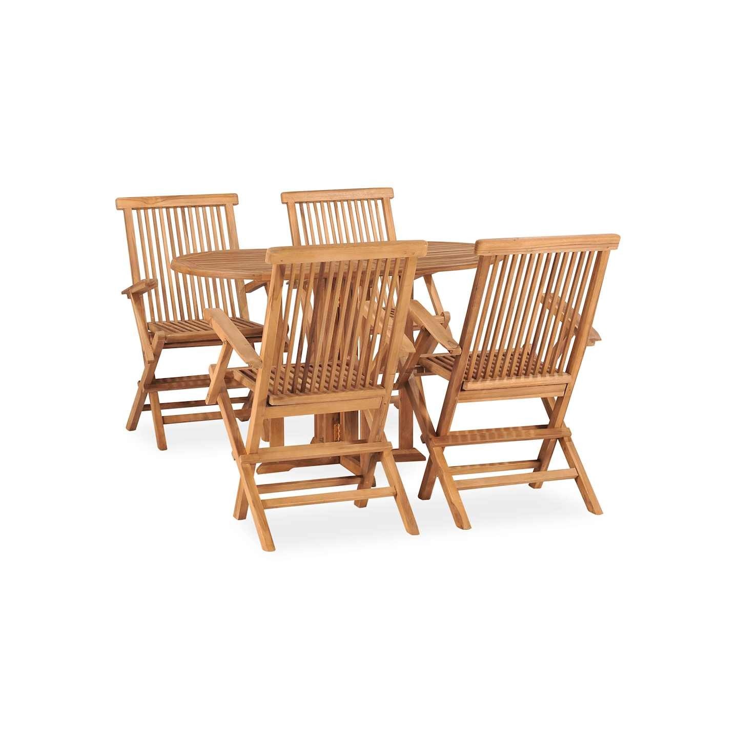 Ensemble à manger d'extérieur pliable 5 pcs Bois solide de teck
