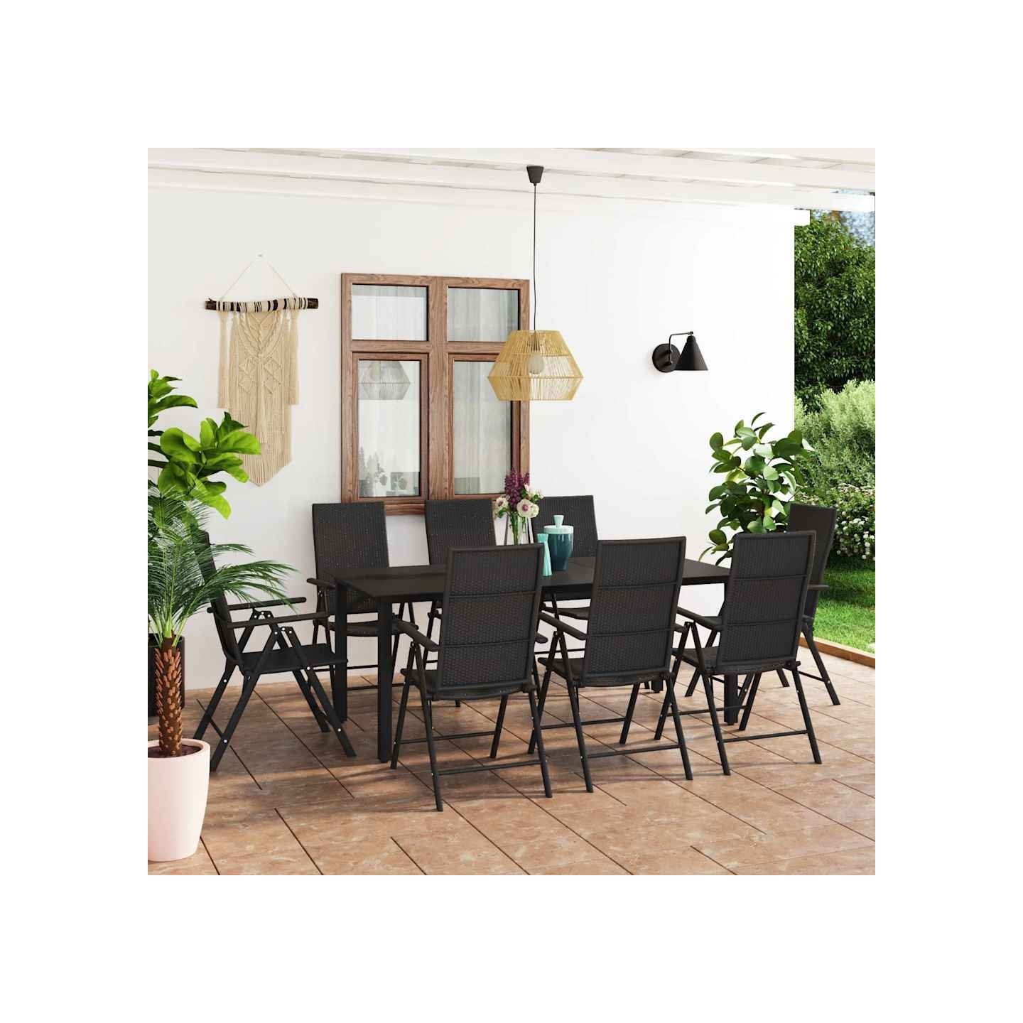 Ensemble à manger de jardin 9 pcs noir