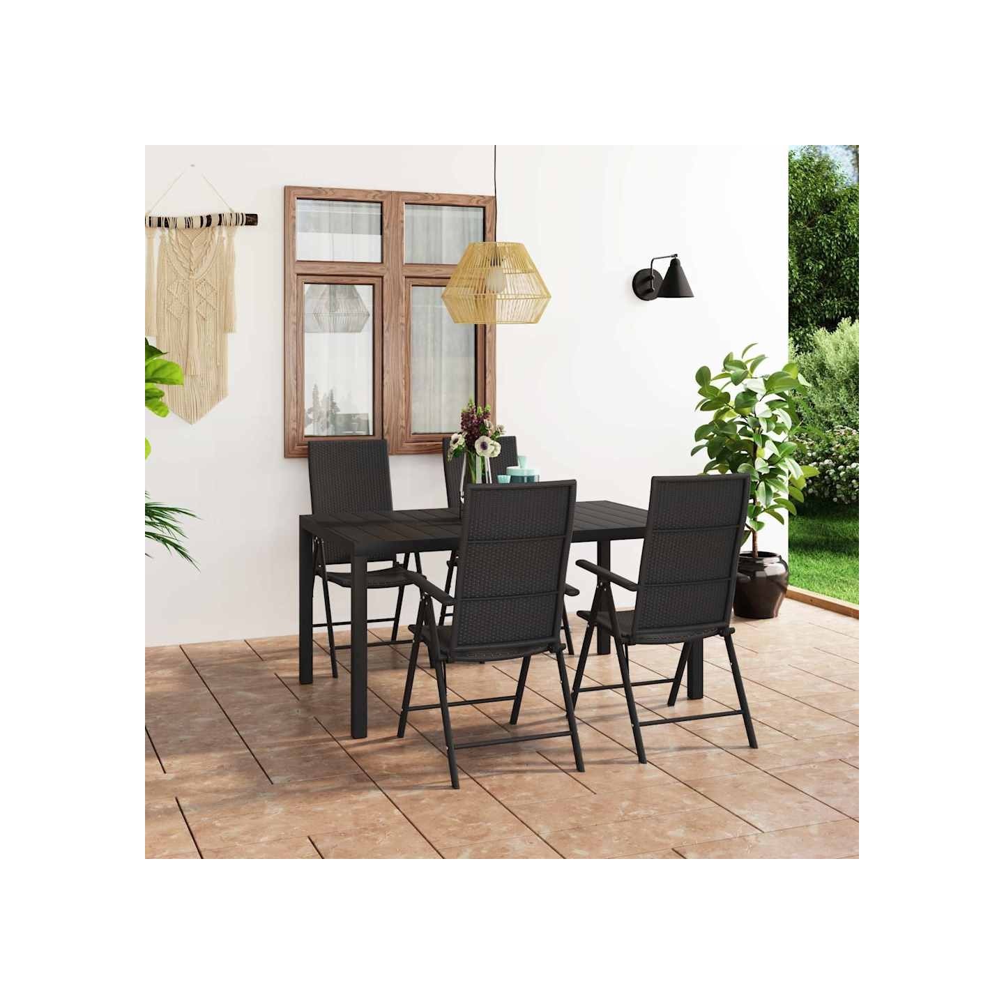 Ensemble à manger de jardin 5 pcs noir