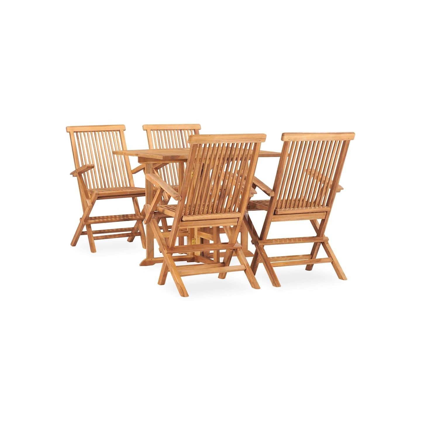 Ensemble à manger d'extérieur pliable 5 pcs Bois solide de teck