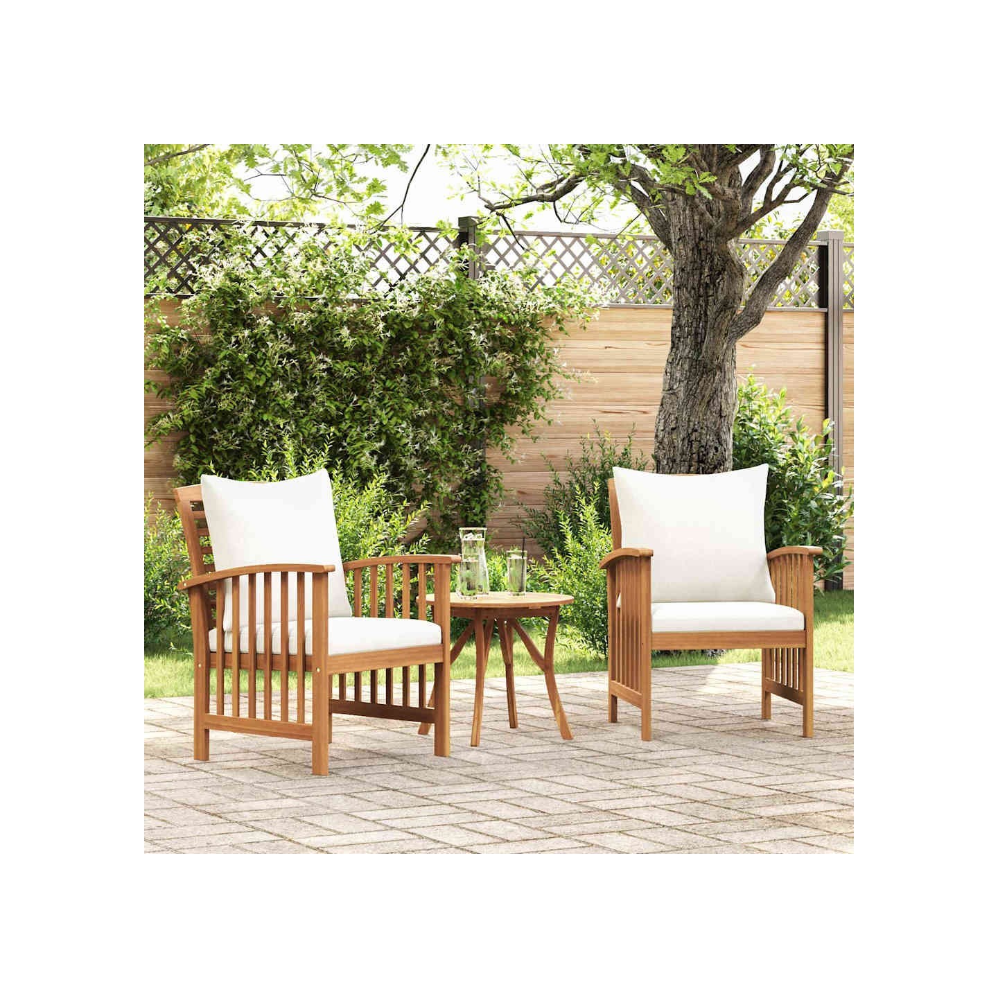 Chaises de jardin avec coussins lot de 2 Bois d'acacia massif
