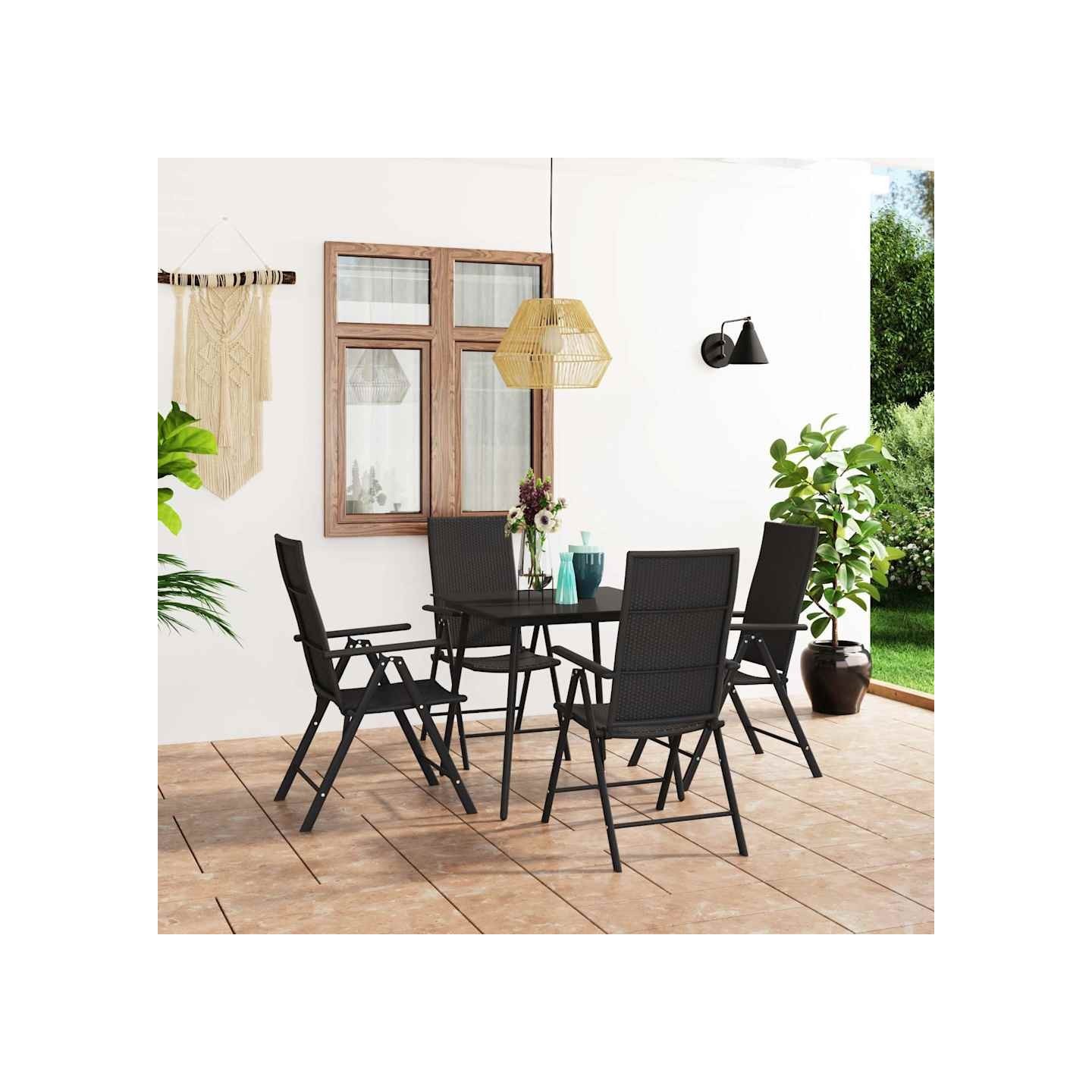 Ensemble à manger de jardin 5 pcs noir