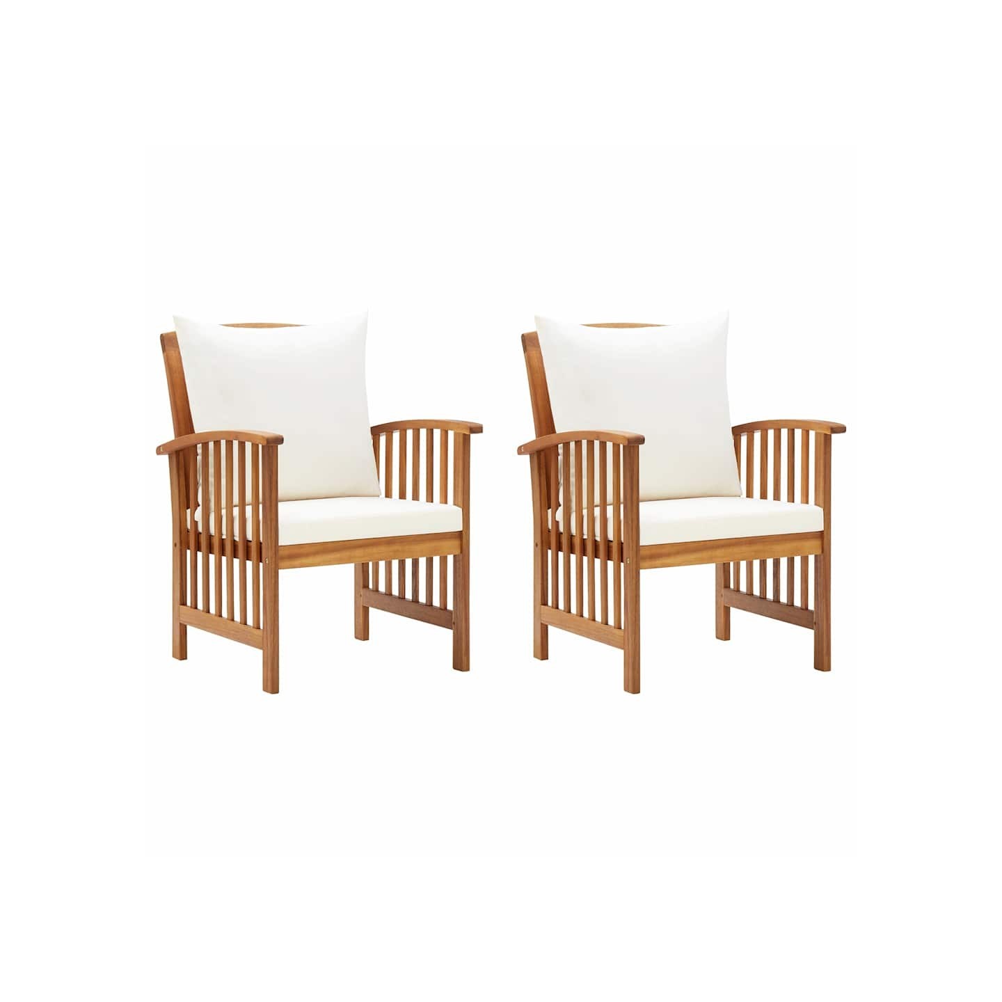 Chaises de jardin avec coussins lot de 2 Bois d'acacia massif