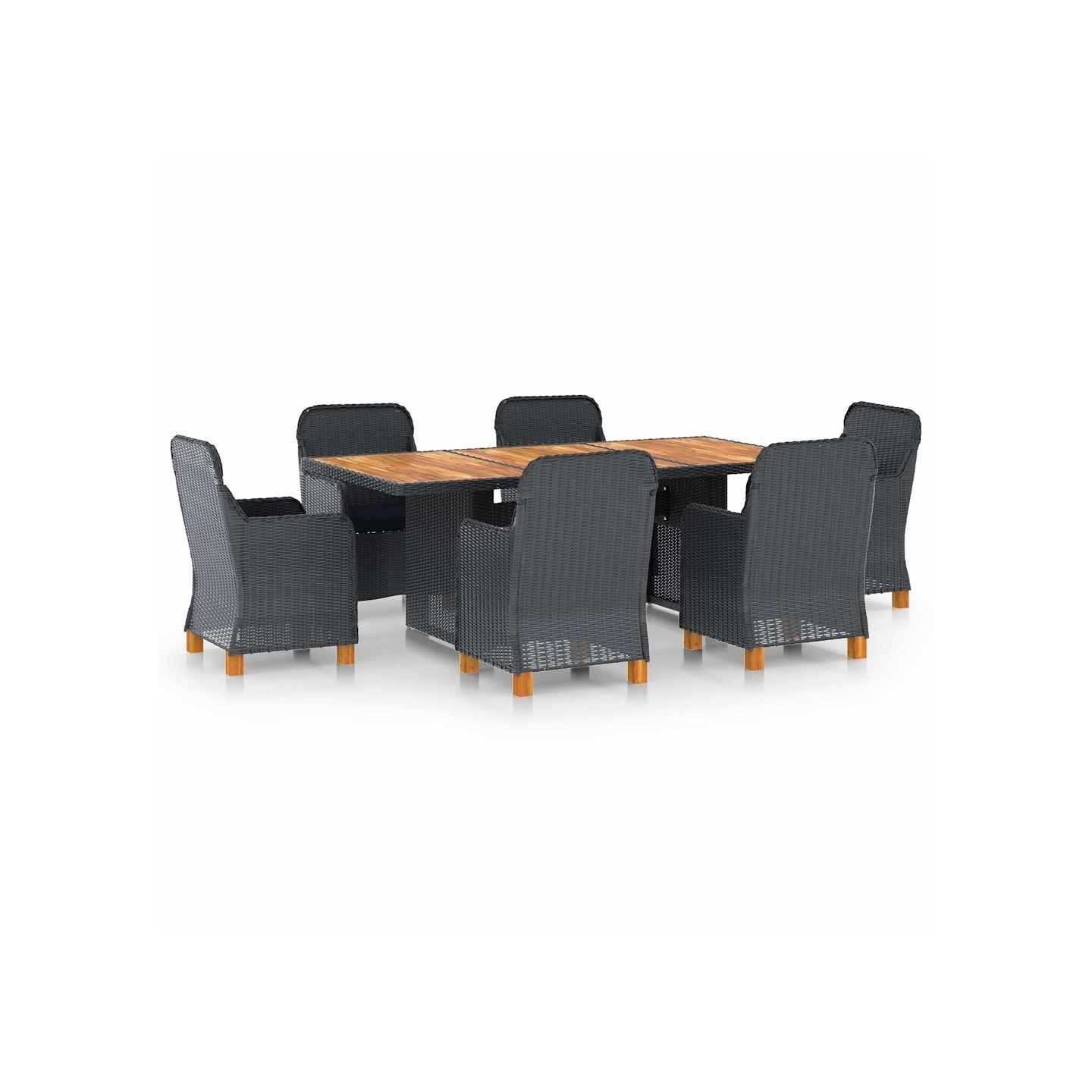 Ensemble à manger d'extérieur 7pcs et coussins résine tressée